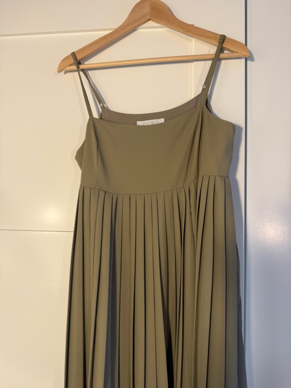 Mare mare x Anthropologie Olive Green Pleated Spaghetti-Strap Maxi Dress - Picture 3 of 3